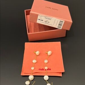 Cult Gaia Gold and White Minimalist Earrings